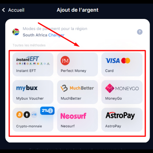 Choisissez un moyen pratique d'effectuer un dépôt