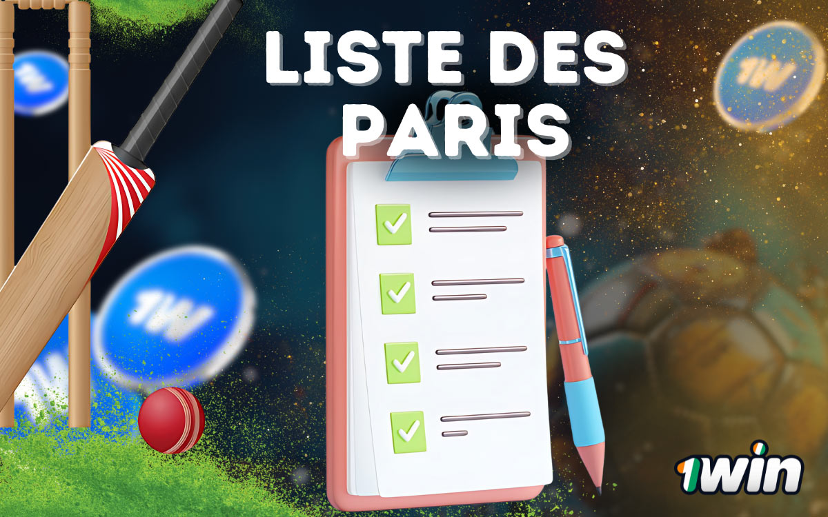 Types de paris sur le cricket chez 1Win.